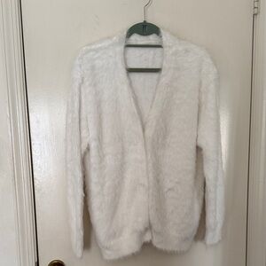 Chic White Fuzzy Cardigan